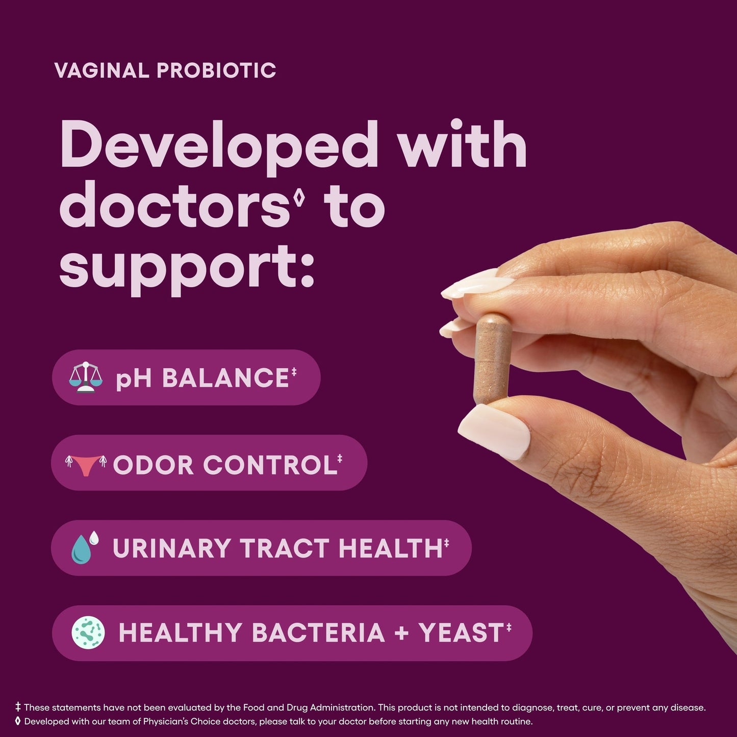 Vaginal Probiotics for Women - pH Balance, Odor Control, Yeast Balance, Vaginal Flora & Feminine Health - 6B CFU with Organic Prebiotics and Cranberry Extract - 30 CT