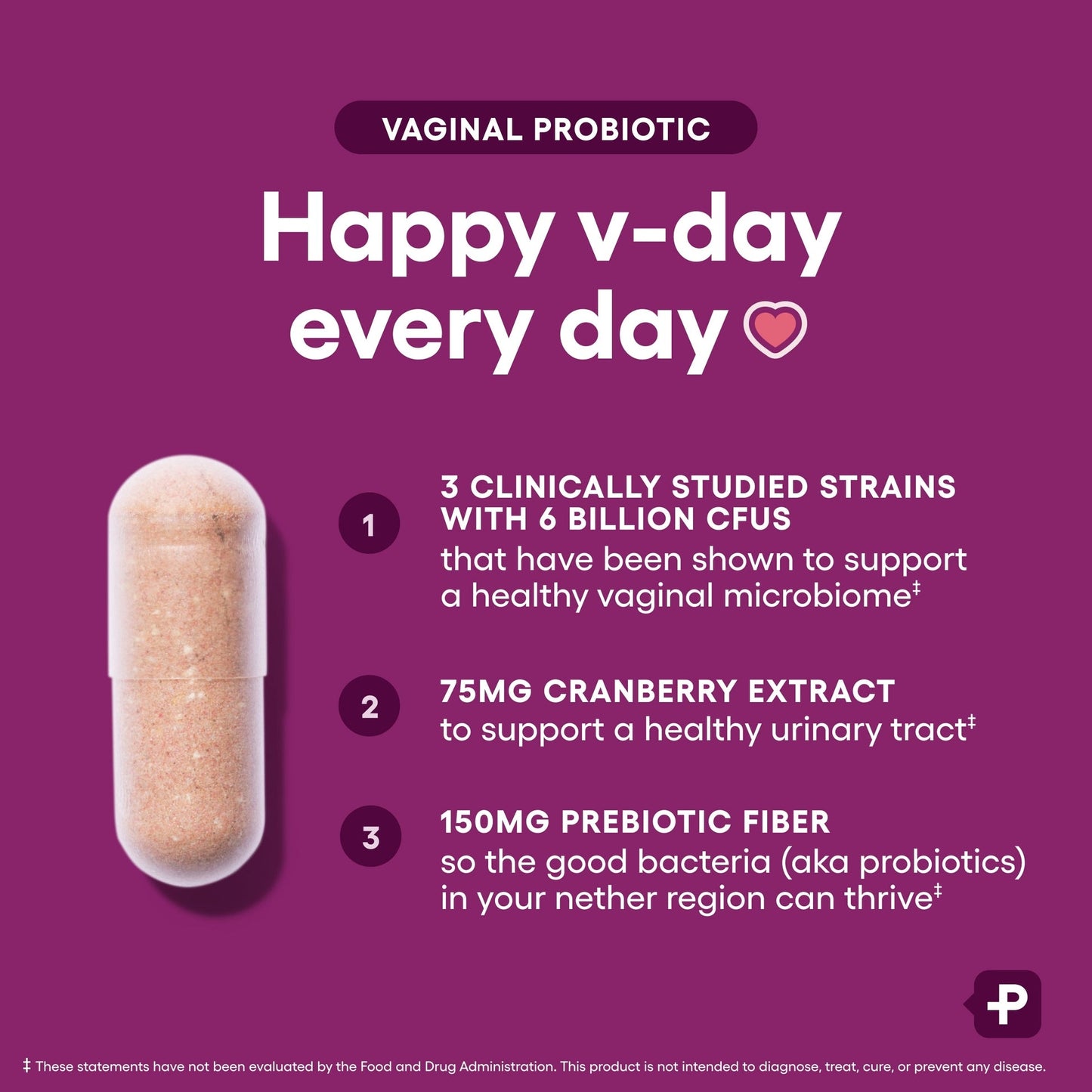 Vaginal Probiotics for Women - pH Balance, Odor Control, Yeast Balance, Vaginal Flora & Feminine Health - 6B CFU with Organic Prebiotics and Cranberry Extract - 30 CT