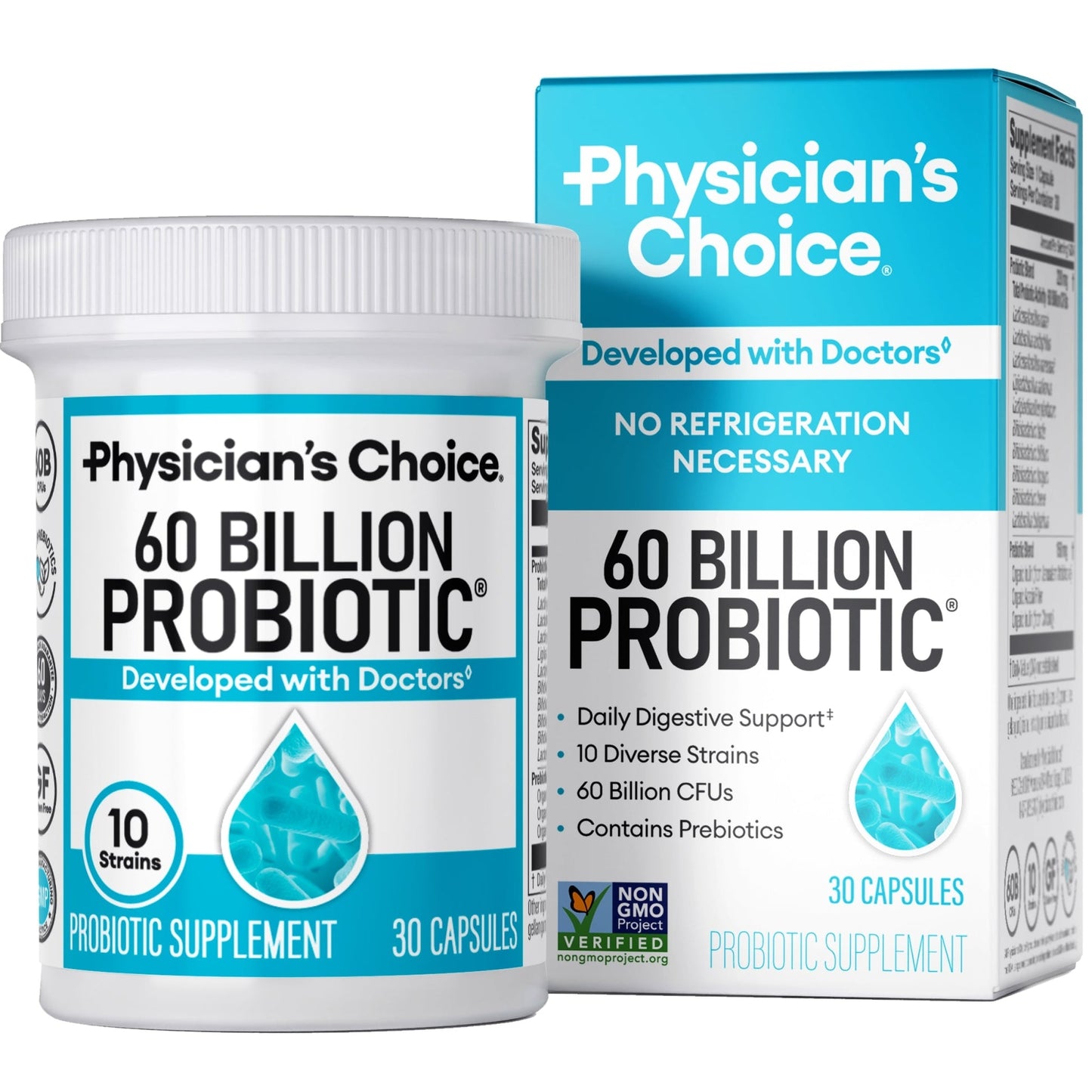 60 Billion Probiotics CFU - 10 Strains + Organic Prebiotics - Immune, Digestive & Gut Health - Supports Occasional Constipation, Diarrhea, Gas & Bloating - for Women & Men - 30ct