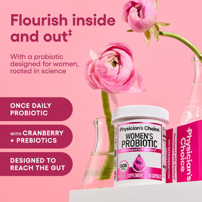 Probiotics - PH Balance, Digestive, UT, & Feminine Health - 50 Billion CFU - 6 Unique Strains for Women - Organic Prebiotics, Cranberry Extract+ - Probiotic - 60 CT