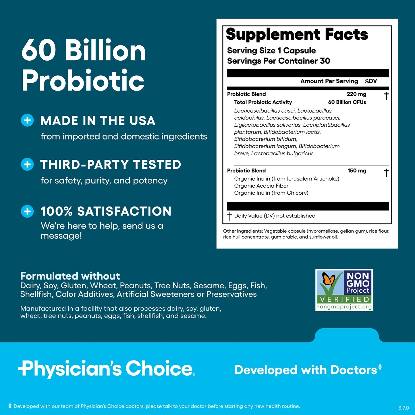 60 Billion Probiotics CFU - 10 Strains + Organic Prebiotics - Immune, Digestive & Gut Health - Supports Occasional Constipation, Diarrhea, Gas & Bloating - for Women & Men - 30ct