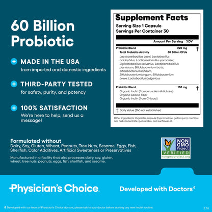 60 Billion Probiotics CFU - 10 Strains + Organic Prebiotics - Immune, Digestive & Gut Health - Supports Occasional Constipation, Diarrhea, Gas & Bloating - for Women & Men - 30ct