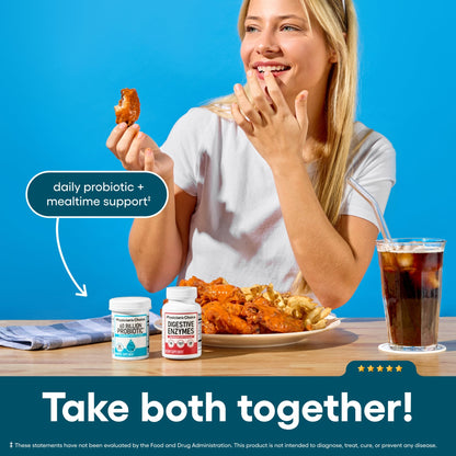 Advanced Gut Health Bundle: 60 Billion Probiotics 30ct + Digestive Enzymes 60ct for Digestive, Gut, and Immune Health Supports Occasional Constipation, Diarrhea, Gas, and Bloating