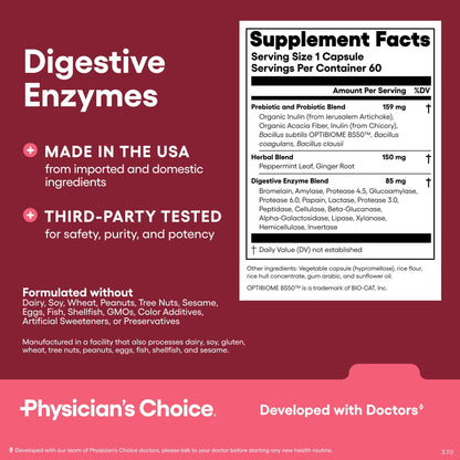 Advanced Gut Health Bundle: 60 Billion Probiotics 30ct + Digestive Enzymes 60ct for Digestive, Gut, and Immune Health Supports Occasional Constipation, Diarrhea, Gas, and Bloating