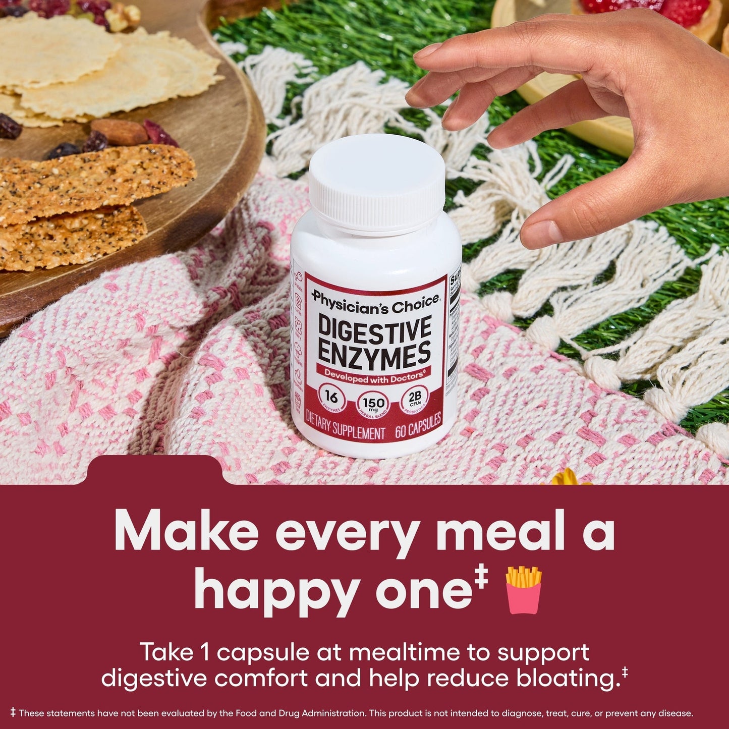 Digestive Enzymes for Bloating & Digestion - Fast-Acting 16 Enzyme Formula with Organic Prebiotics & Probiotics for Gut & Digestive Health - Meal Time Discomfort Relief - 60 CT